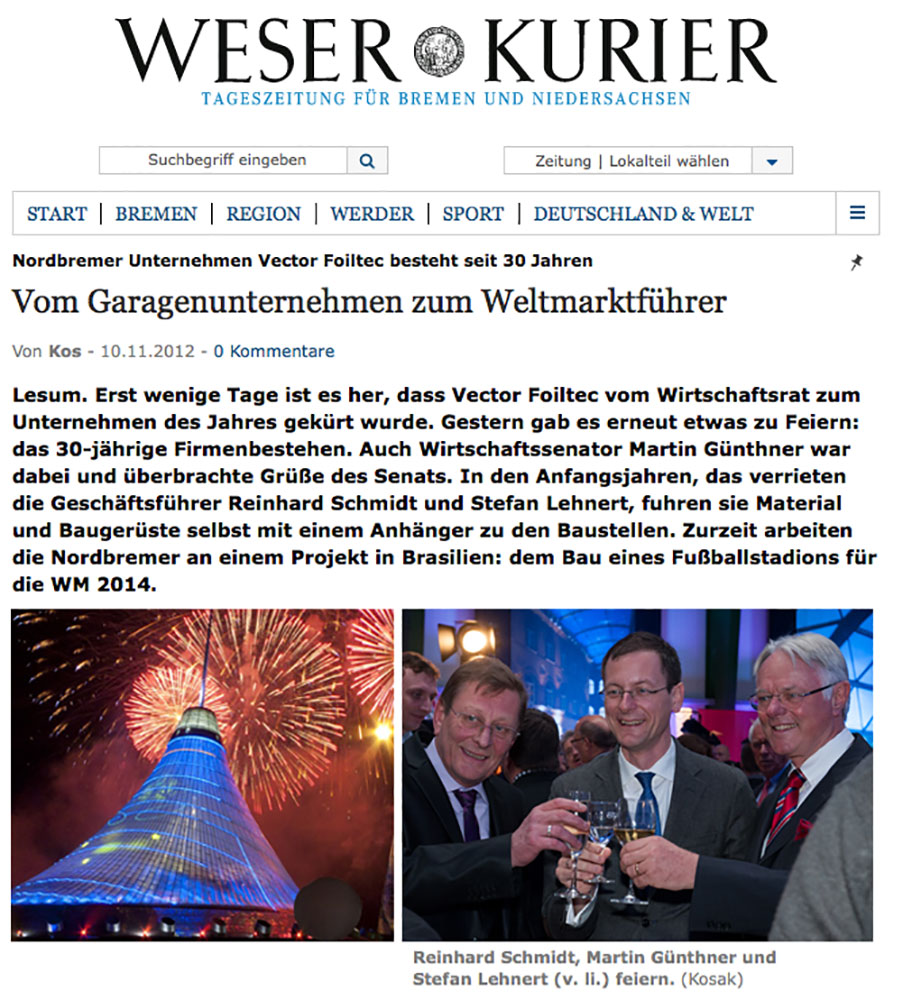 Vector Foiltec Jubiläumsartikel im Weser Kurier | © fotografie-kairies-kosak.de